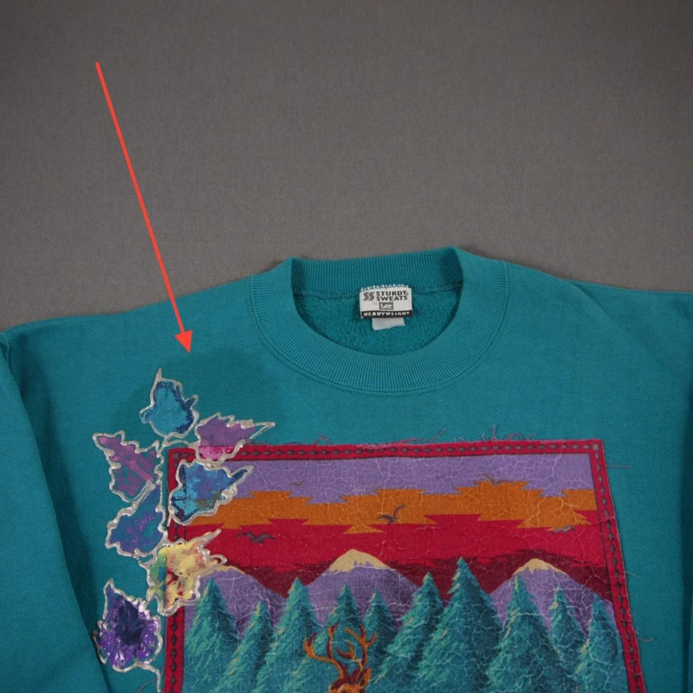 Vinage 80s Deer Duck Lee Sturdy Sweats Nature Men Sweatshirt L Hand Made